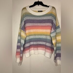 SHEIN EZwear Plus Striped Pattern Ombre Drop Shoulder Sweater